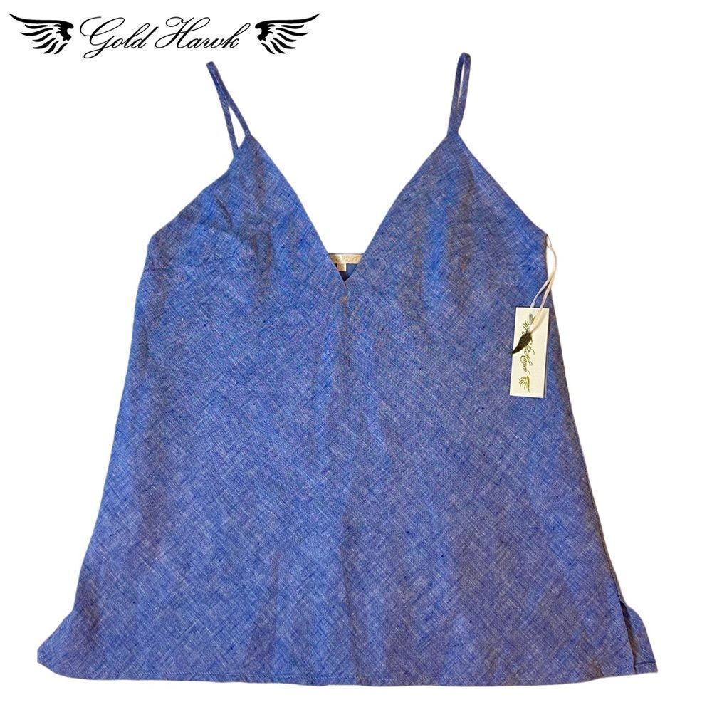 NWT Gold Hawk Denim Blue Lined Linen Cami